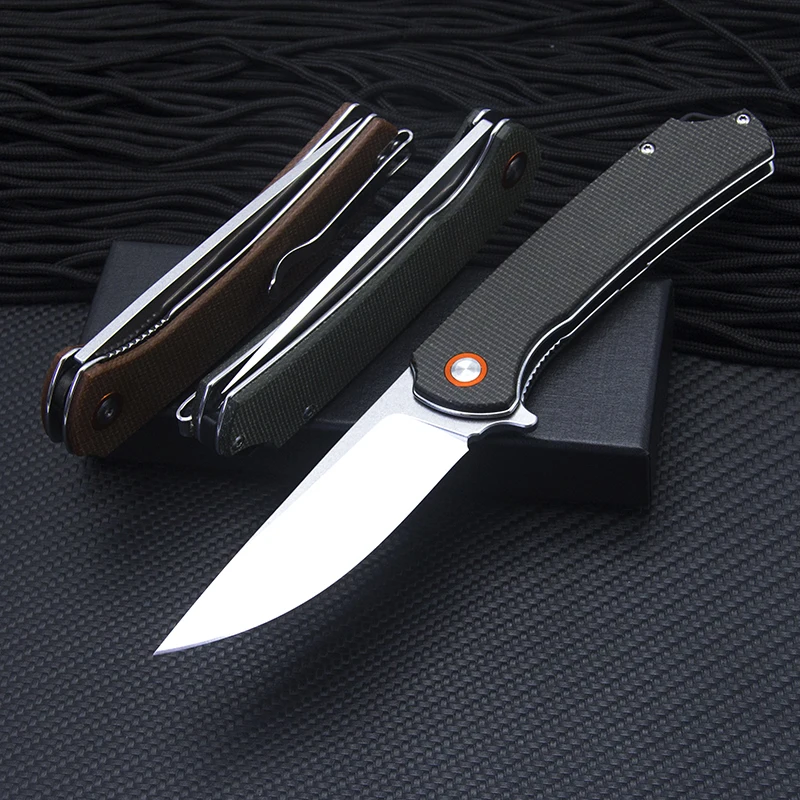 High Quality D2 Steel With Carbon Fiber Handle Outdoor Camping Survival Knives Pocket Portable Tactical Folding Blade Knife