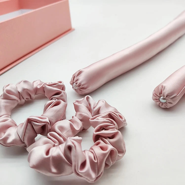 custom logo 100% mulberry silk heatless hair curler curling rod headband no heat silk hair roller for long hair