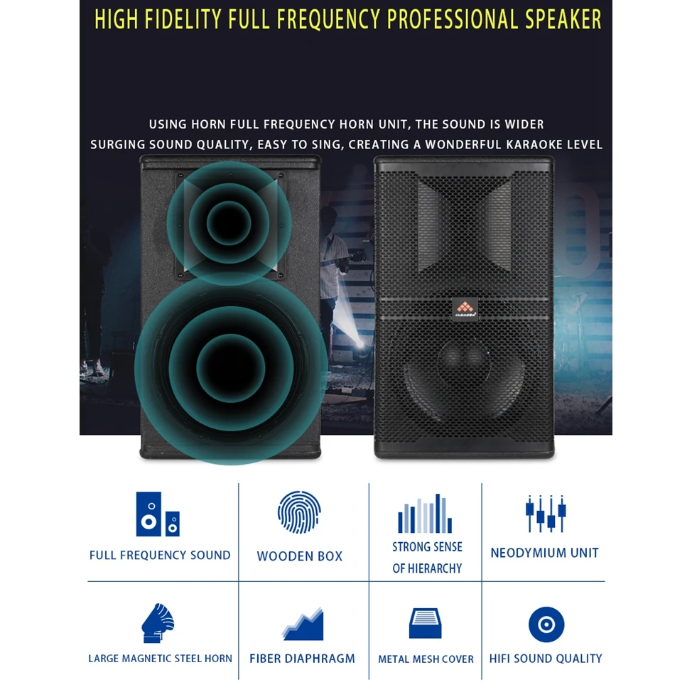 Top Seller Bookshelf Speaker High-end 200-800W 12inch Portable Powerful Karaoke Speaker