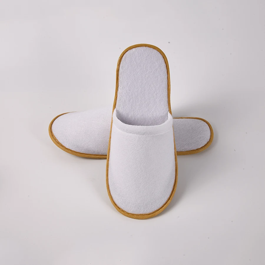 White hotel slippers luxury white non-slip EVA sole high quality spa hotel bedroom disposable slippers