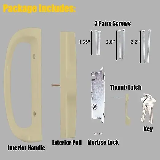 New Design sliding patio door handle set Handle with Key Cylinder and Mortise Lock patio door handle