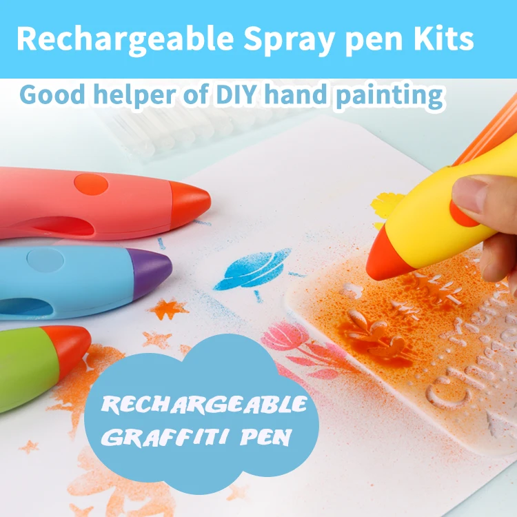 Wholesale Custom Airbrush Spray Art Pen Washable Paint Art and Craft Set Rechargeable Painting Graffiti Toys Air Sprayer Marker