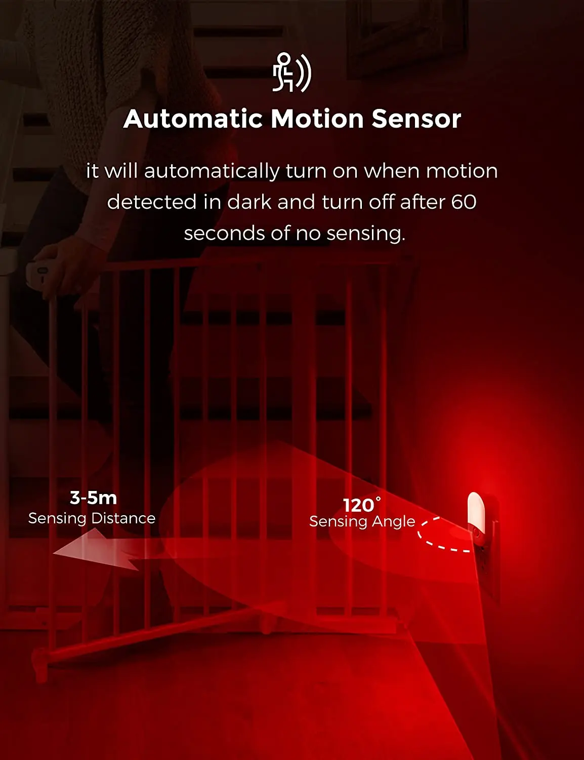 LOHAS Red Color Motion Sensor Nightlights Plug in Night Lighting LED LED Red Motion Sensor Night Lights for Bedroom Corridor