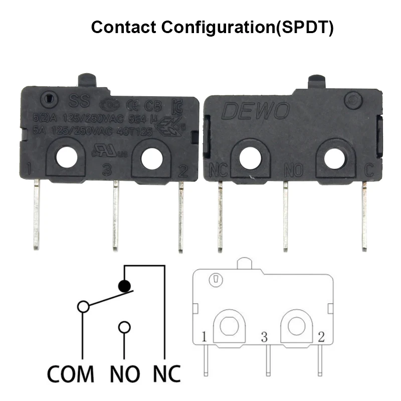  AC 250V 5A SPDT 1NO 1NC Мгновенный шарнирный роликовый рычаг микро-переключатели 3
