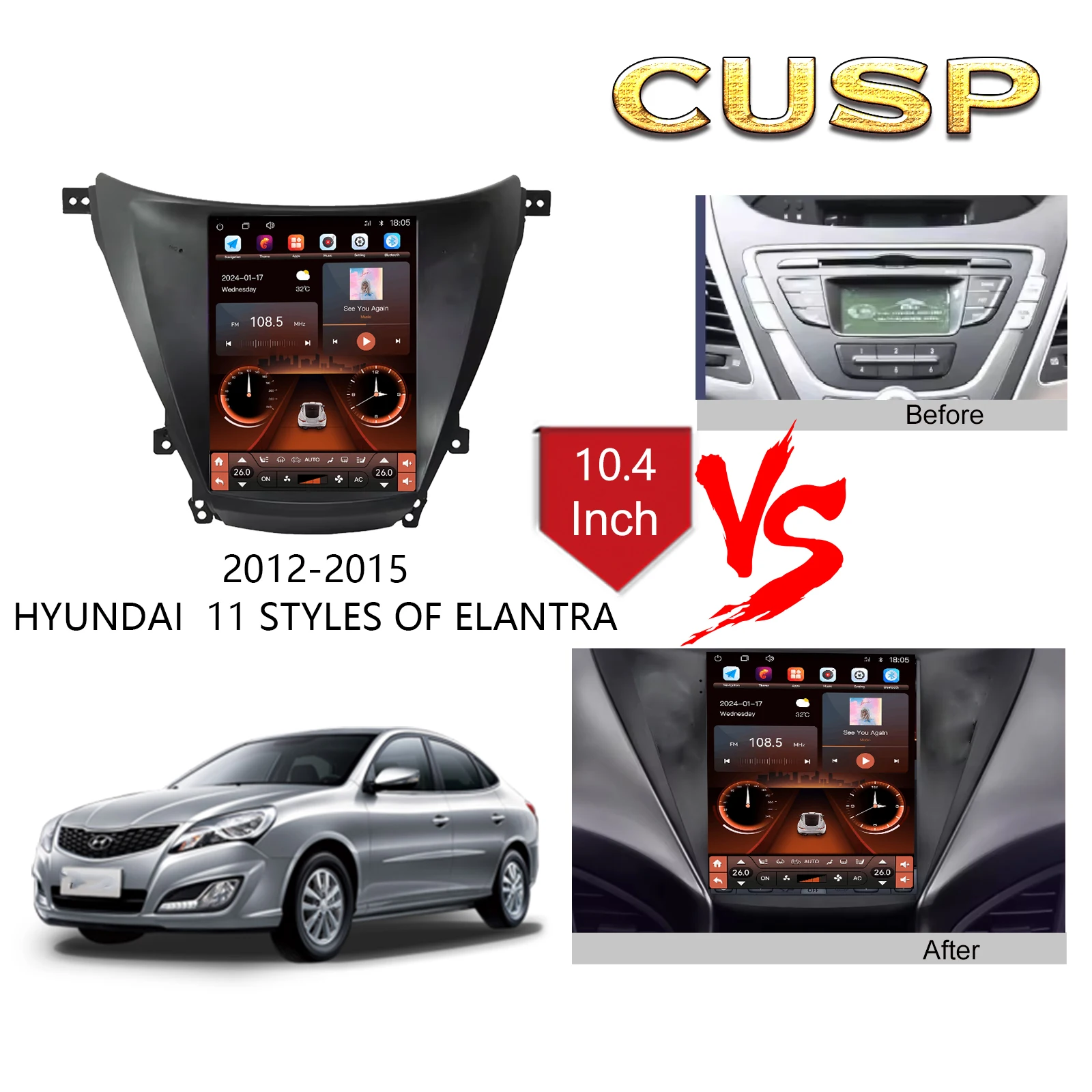 car stereo frame 9.7 inch variety panel kit for HYUNDAI ELANTRA/MD 2010-2015 car fascia kit