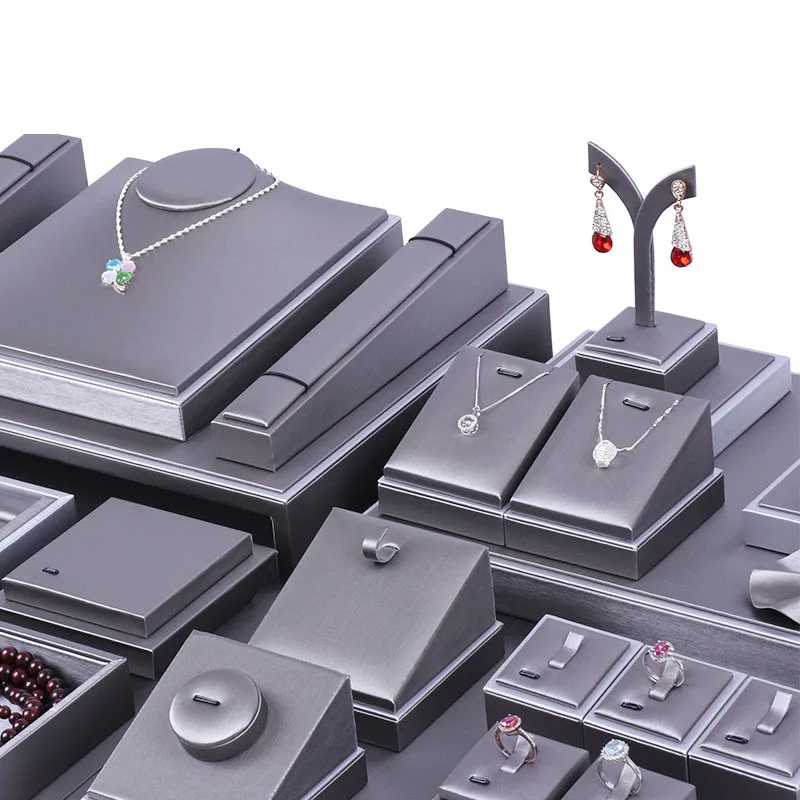 PU leather Jewelry Display Showcase Tray Jewelry Stand Display Set  Jewelry Display Rack Necklace