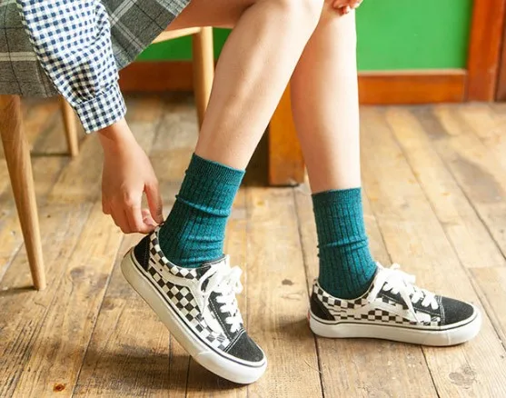 New Plain Ladies Rib Socks Custom Tube Women Comfort Hosiery OEM Dress Crew Slouch Socks for Women