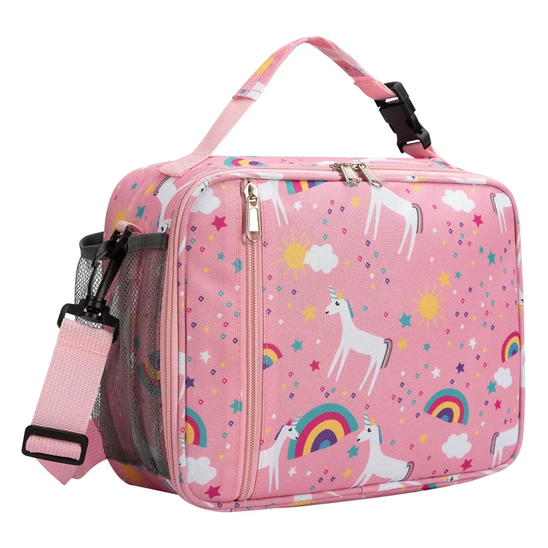 Heopono Female Children Loveliness Printing Picnic Environmental Recyclable Adjustable Shoulder Strap Keep Lunch Cooler Bag