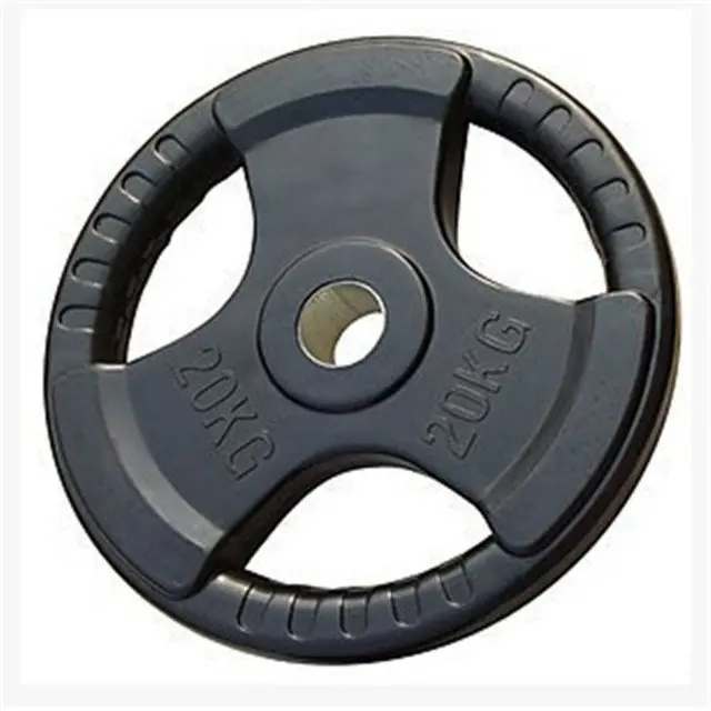 Tri grip rubber coated bumper weight plate for gym crossfit
