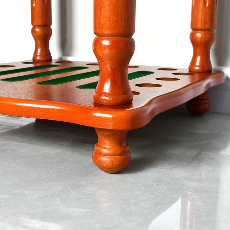 Square Shape 12-hole Standing Billiard Cue Rack Rotating Solid Wood Billiard Stick Pool Cue Rack TP-BA4003