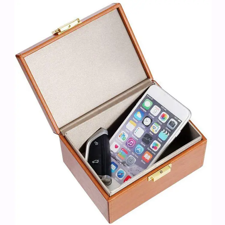 Custom Faraday Box Rfid Car Key Signal Blocker PU Leather Waterproof Shielding Case for Cell Phone Luxury Signal Blocking Box