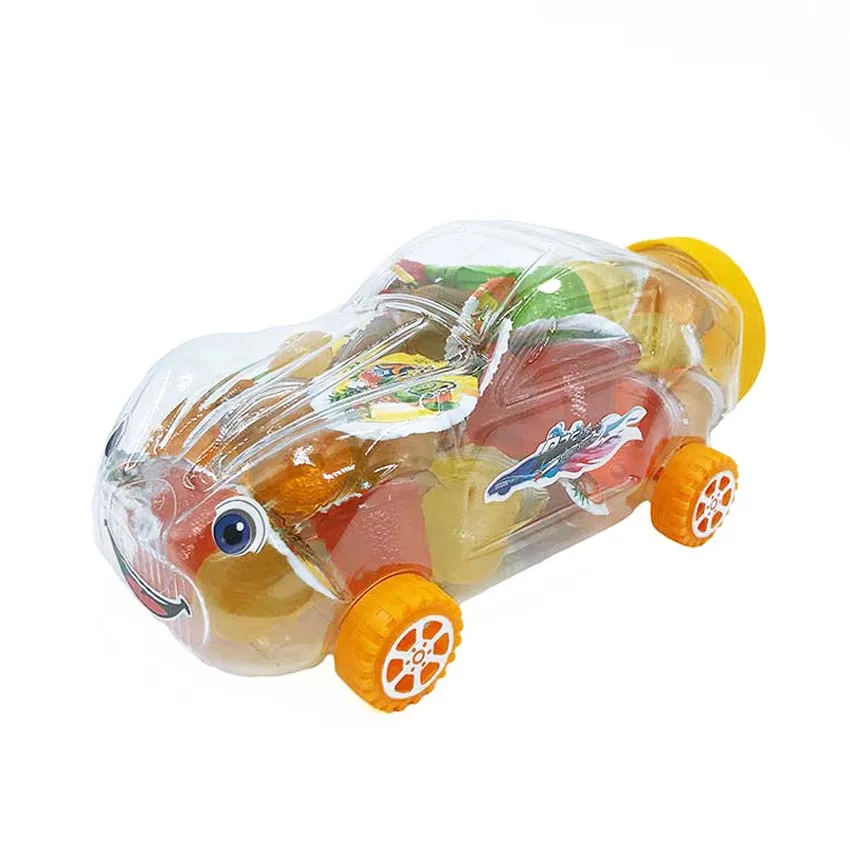 Cartoon Car Shape Assorted Fruit Flavor Jelly Pudding Candy In Car Jar