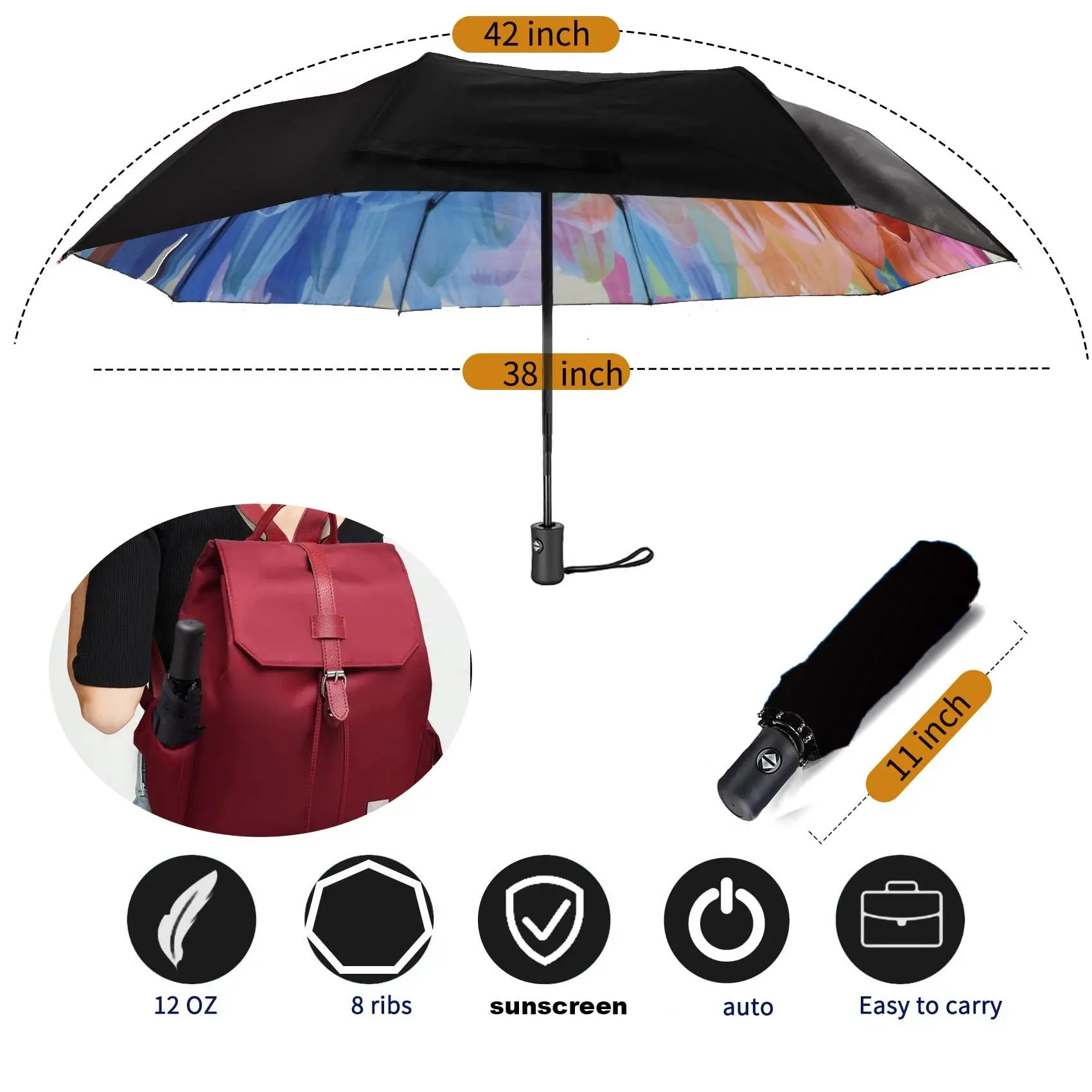 Promotional Custom umbrella head Mini 3 Fold quality Umbrellas with logo Digital printing umbrella for women