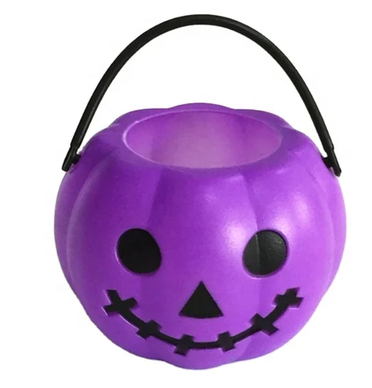 Wholesale Halloween Pumpkin Bucket Halloween Plastic Portable Pumpkin Candy BucketHalloween small pumpkin cask