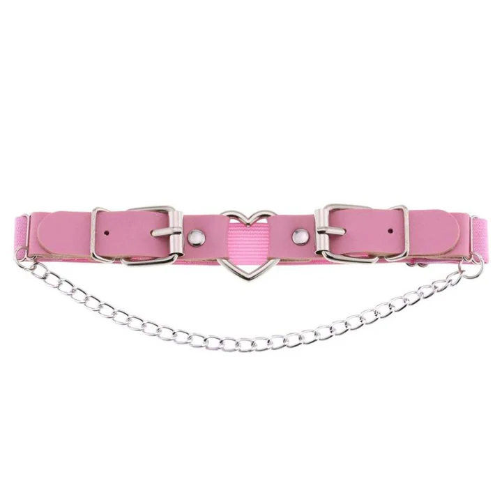 Cosplay Rock Pub Girls Harajuku Gothic Sexy Thigh Garter Studded Heart Chain Leg Ring Punk Pu Leather Adjustable Garter Belt