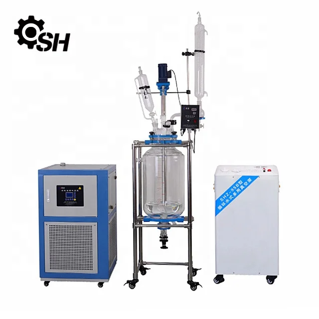 30L chemical reactor double glass reactor bioreactor