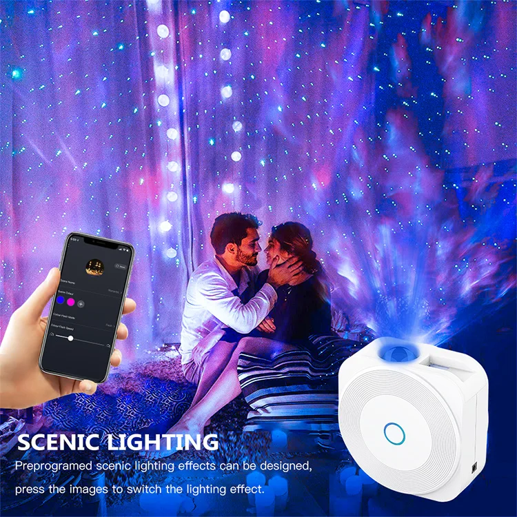 Sound Sensor Music Control Star Moon Colorful Ocean Nebula LED Laser Smart Star Projector