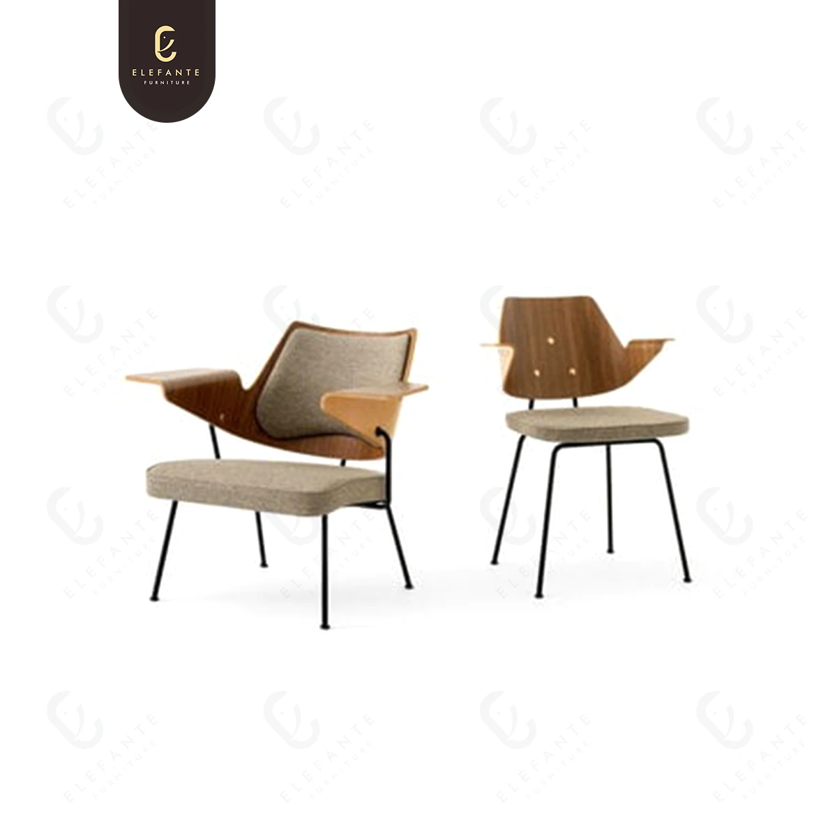High Quality Designer Minimalist Walnut Plywood Bentwood Chair Metal Legs Modern Wooden Dining Chair For Bistro Cafe Restaurant