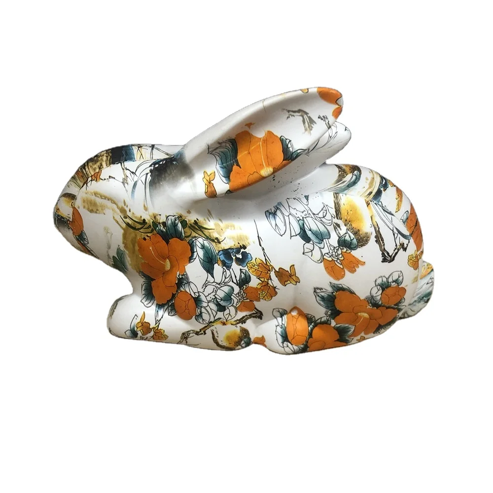 
Factory supply cute color rabbit animal decoration ceramics 