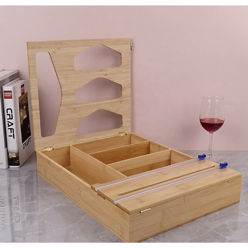 Высококачественный бамбуковый ящик для хранения с замком на молнии