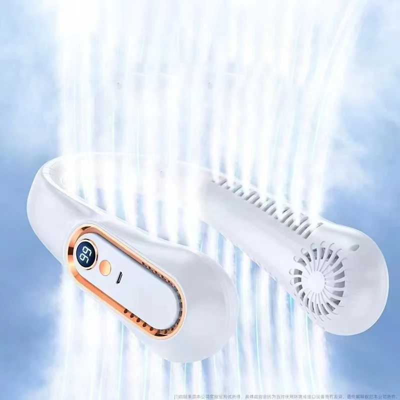 Hot Sale Usb Led Digital Portable Hand-Free Mini Usb Fan Rechargeable Sport Lazy Hanging Neck Fan