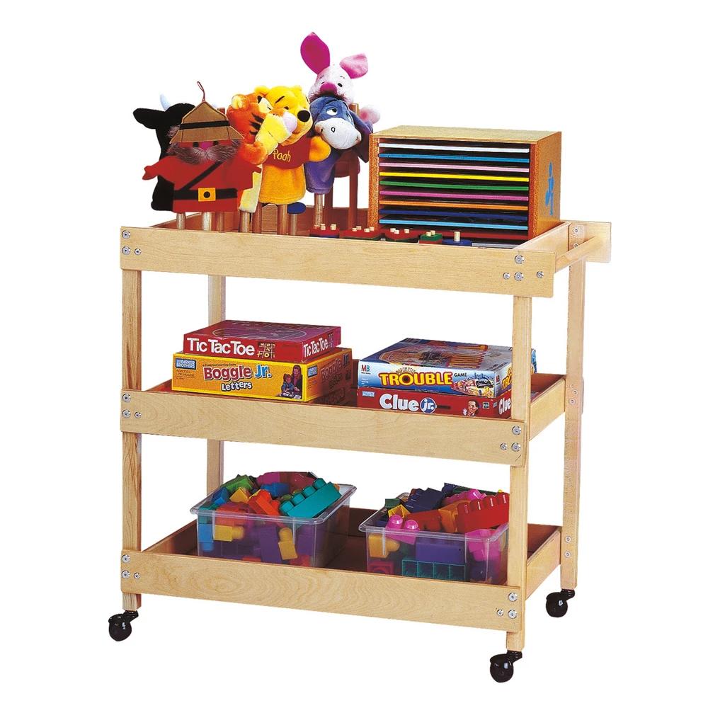 New Wholesaler Wooden Storage livingroom Paintbrush Rack  Organizer Cart Kids Trolley with wheels