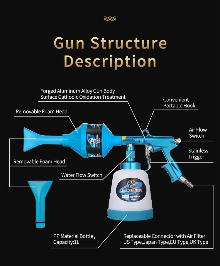 Auto shop car interior cleaning gun air pressure vehicle washer