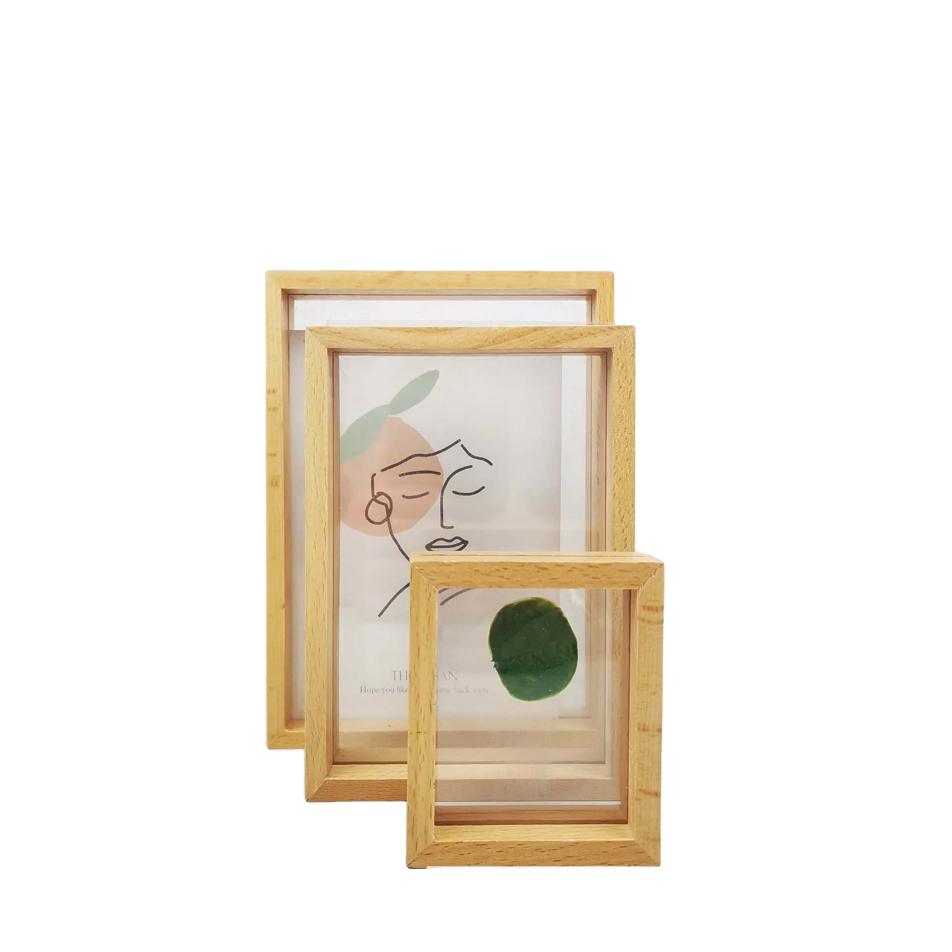 Solid Beech Wood Creative Trapezoidal Desk Calendar Photo Frame Elegant Desktop Decoration by Wood Crafts & Wall Signs
