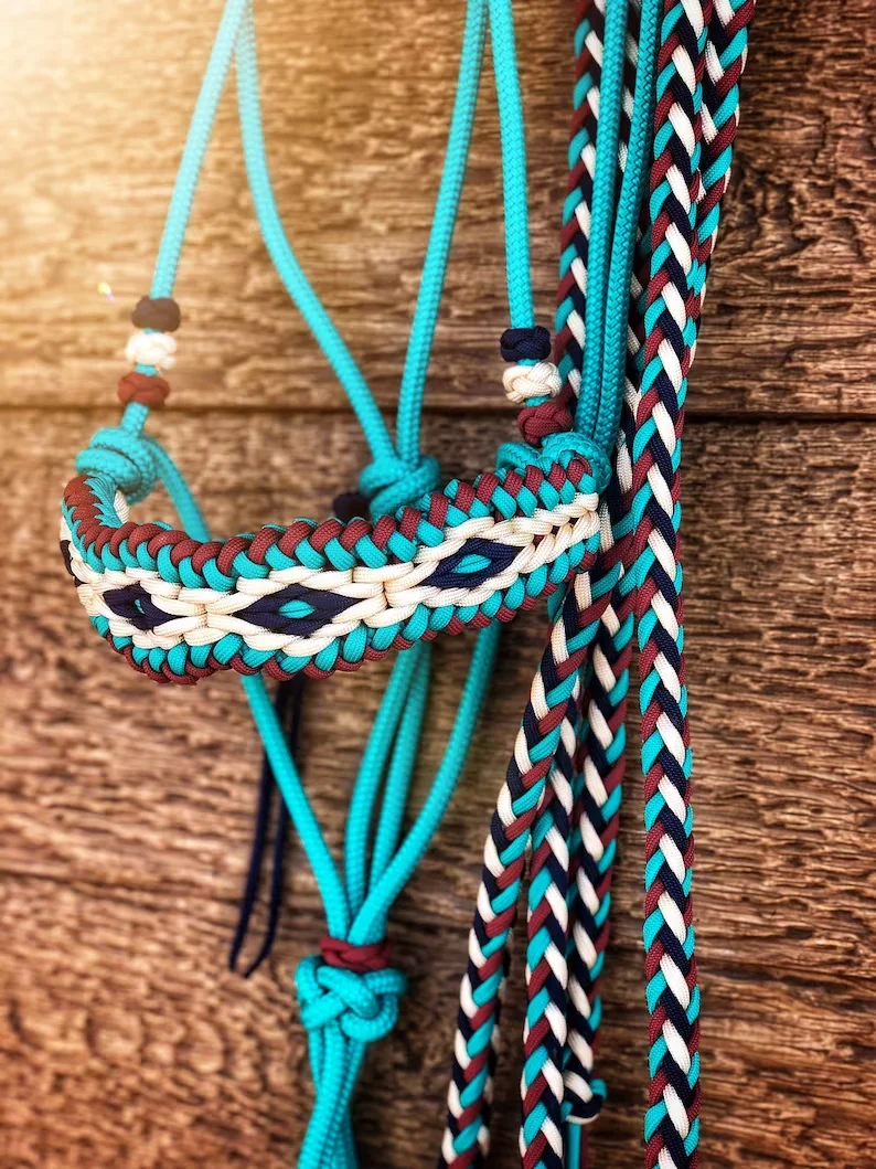 Braided Paracord bitless bridle side pull hackamore western horse tack horse rope halter