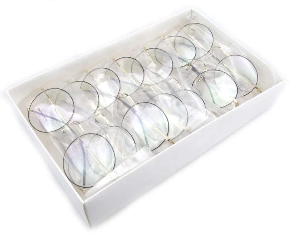 Wholesale Cheapest Stock mixed models men women big round vintage stainless metal optical eyeglasses frame