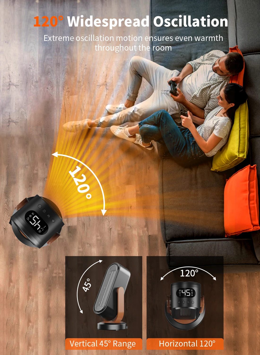 Best Seller Household Electric portable heater 1500w PTC Fast Heating Warmer swingable portable heater with remote control