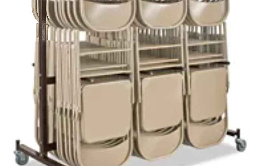 Folding Chair Rack Folding Chair Cart Folding Chair Storage Rack Trolley to Store 84PCS