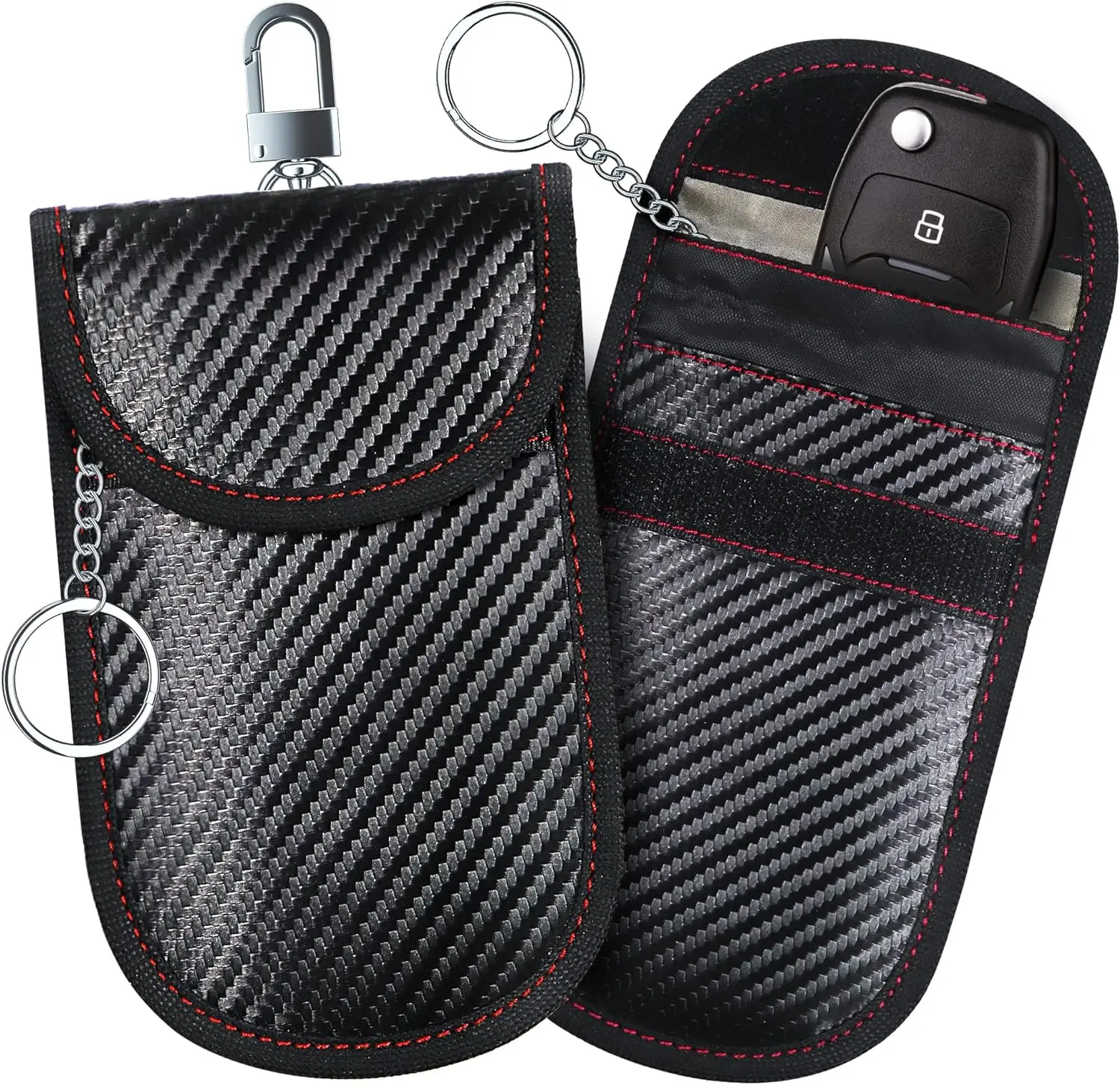 Faraday Bag for Car Key Fob 2 Pack Cage Protector, Car RFID Signal Blocking Anti-Hacking Case Blocker, Anti-Theft Scanning Pouch