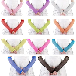 REXCHI 192823 Ceremonial Queena Satin Long Fish Net Driving Opera Wedding Bridal Evening Party Prom Costume Sexy Gloves Women