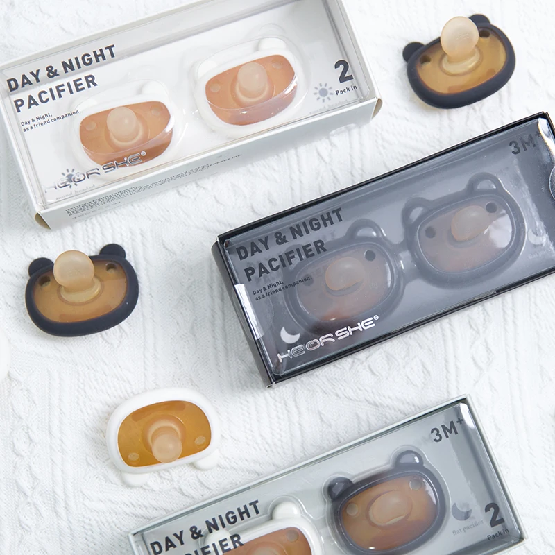 HEORSHE 2pcs set luxury Food Grade Silicone baby pacifier nipple silicone pacifier with holder case