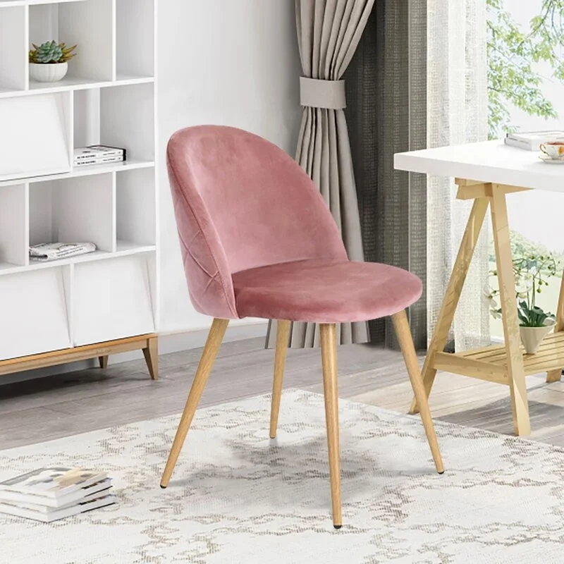 High Back Fabric Furniture Dining Chair Beige White Brown Pink Grey Gold Black Stainless Steel Metal rh pu Leather Dining Chair