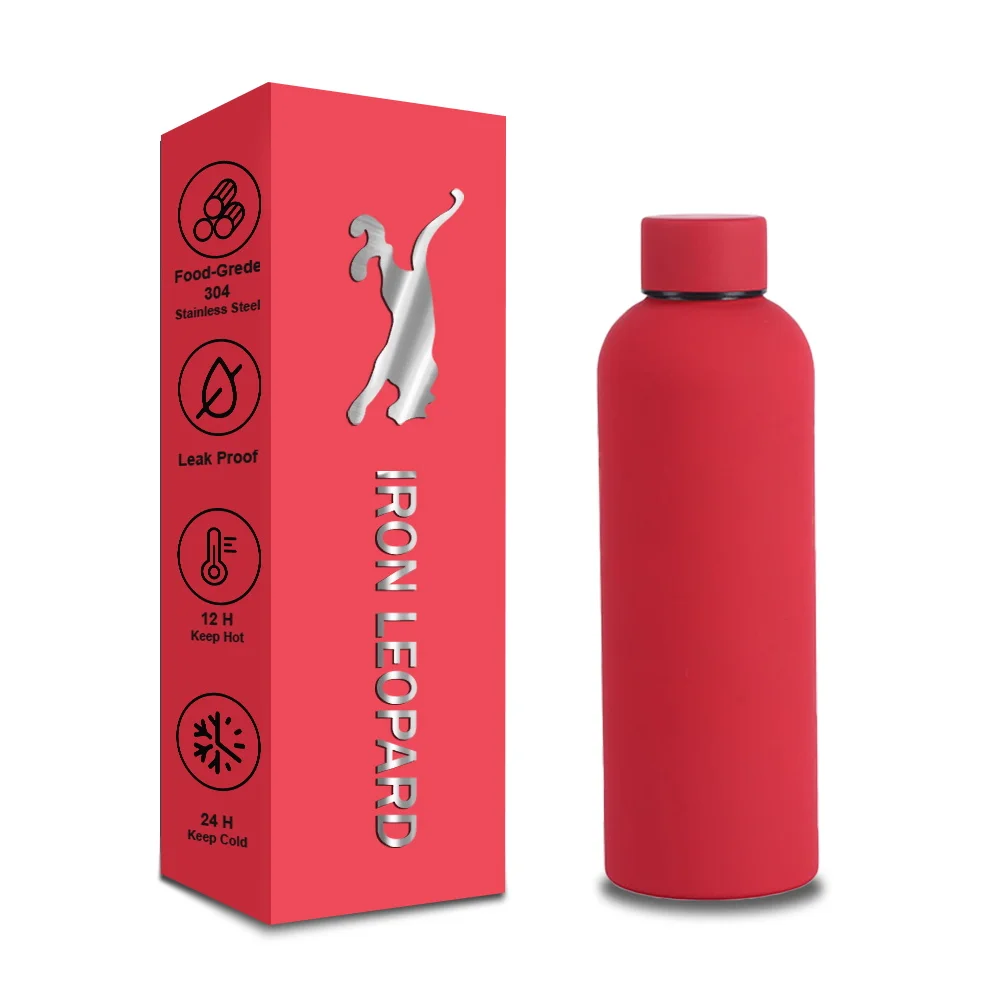 500ml Double-Walled Stainless Steel Sports Bottle with Rubber Paint  - Small Mouth Water Flask for Outdoor Activities