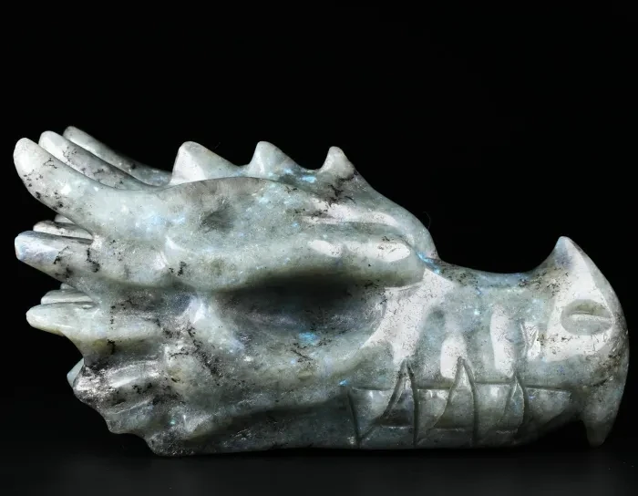 Factory price Hand Carved Crystal Carving labradorite Dragon Heads Crystal Skulls healing stones