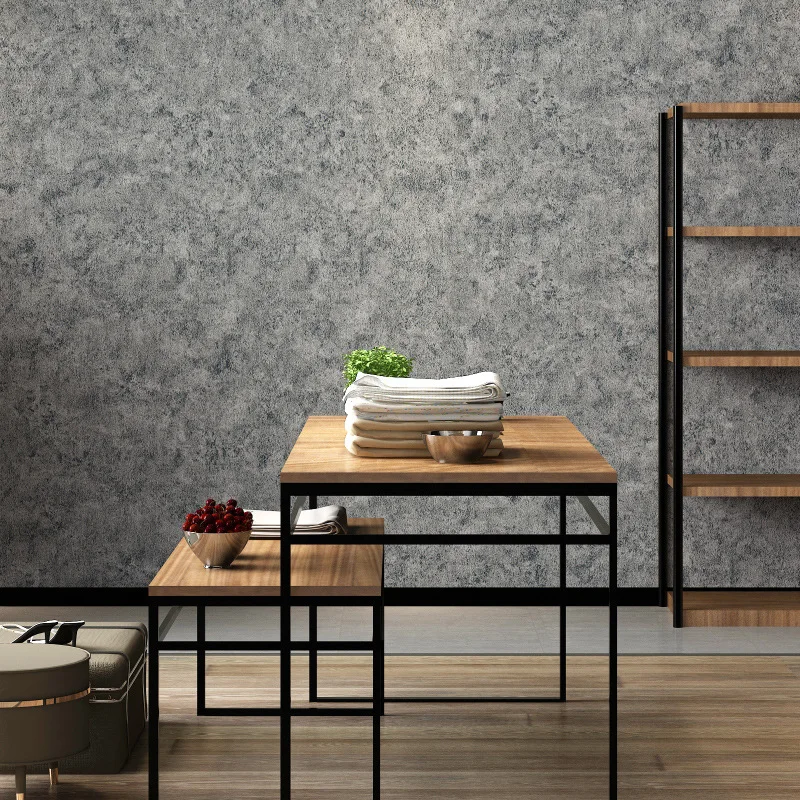 Brown Grey Concrete Wallpaper Peel and Stick 3D Textured Concrete Cement Concrete Contact Paper Matte Vinyl Wrap Removable Wall