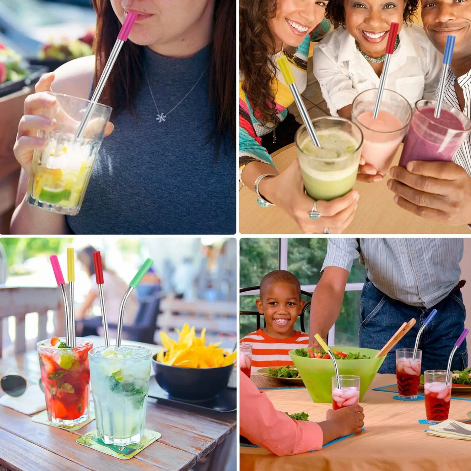 Лидер продаж 2021, Рождественская Подарочная коробка, экологически чистый многоразовый цвет, пищевой класс 304, набор металлических соломинок из нержавеющей стали с коробкой