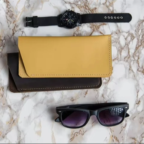 Glasses case copy ancient cowhide bun leather handmade box sunglasses storage box