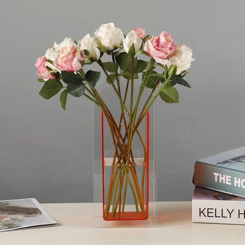 Nordic minimalist style acrylic color double spell geometric modeling floral vase porch model room decorative ornaments