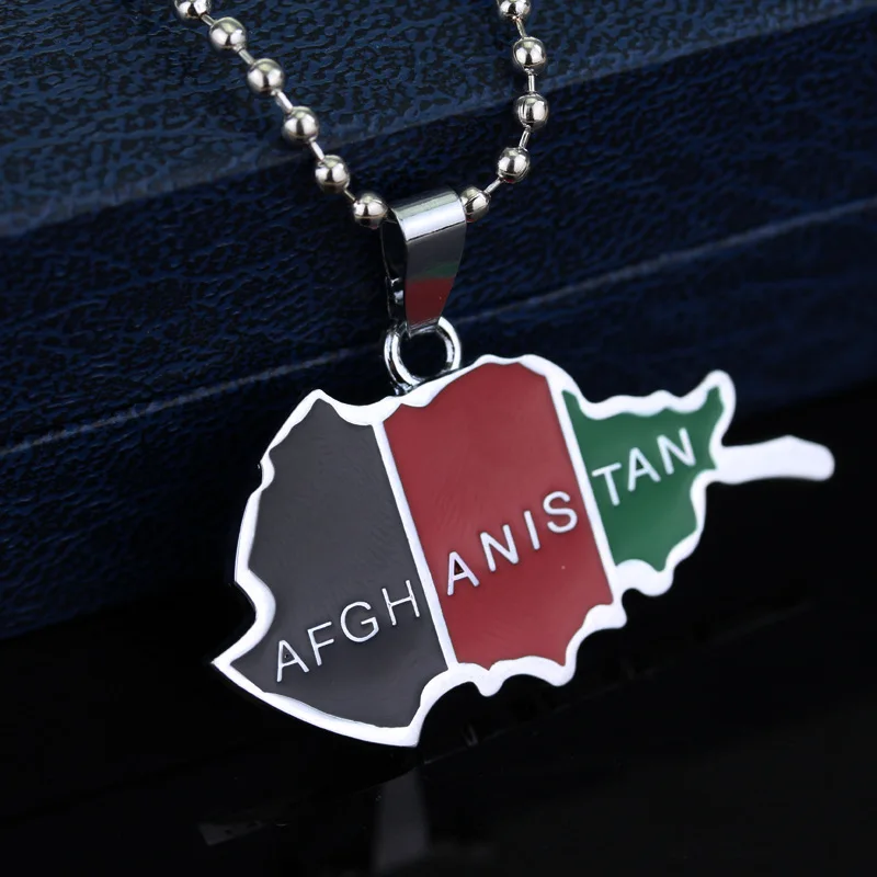 Country Afghanistan Map Flag Pendant Necklace For Women Men Silver Color Jewelry Afghan kuchi necklace jewellery Bijoux Femme