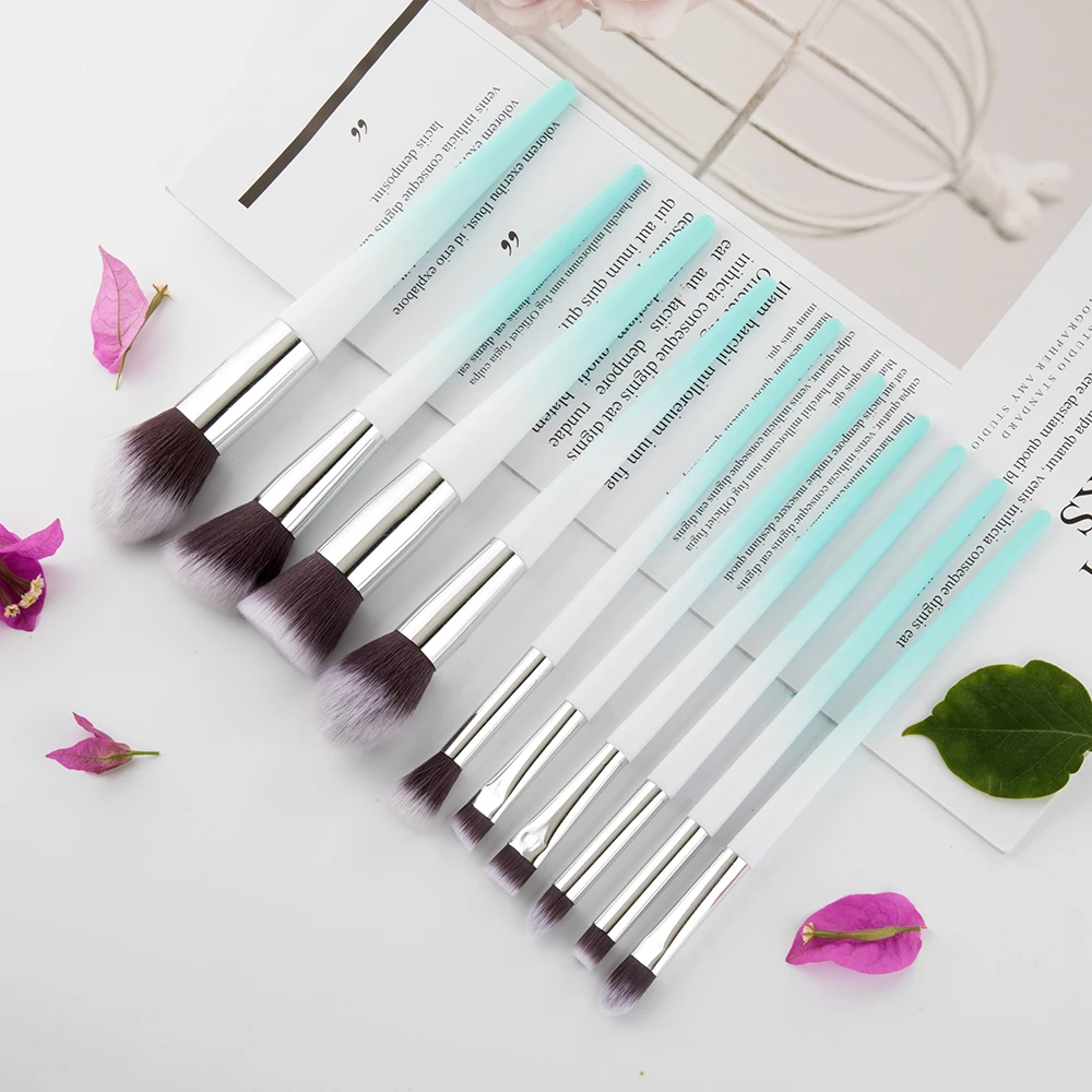 
10pcs Beautiful Gradient Handle Private Label High Quality Makeup Brushes Set Wholesale 