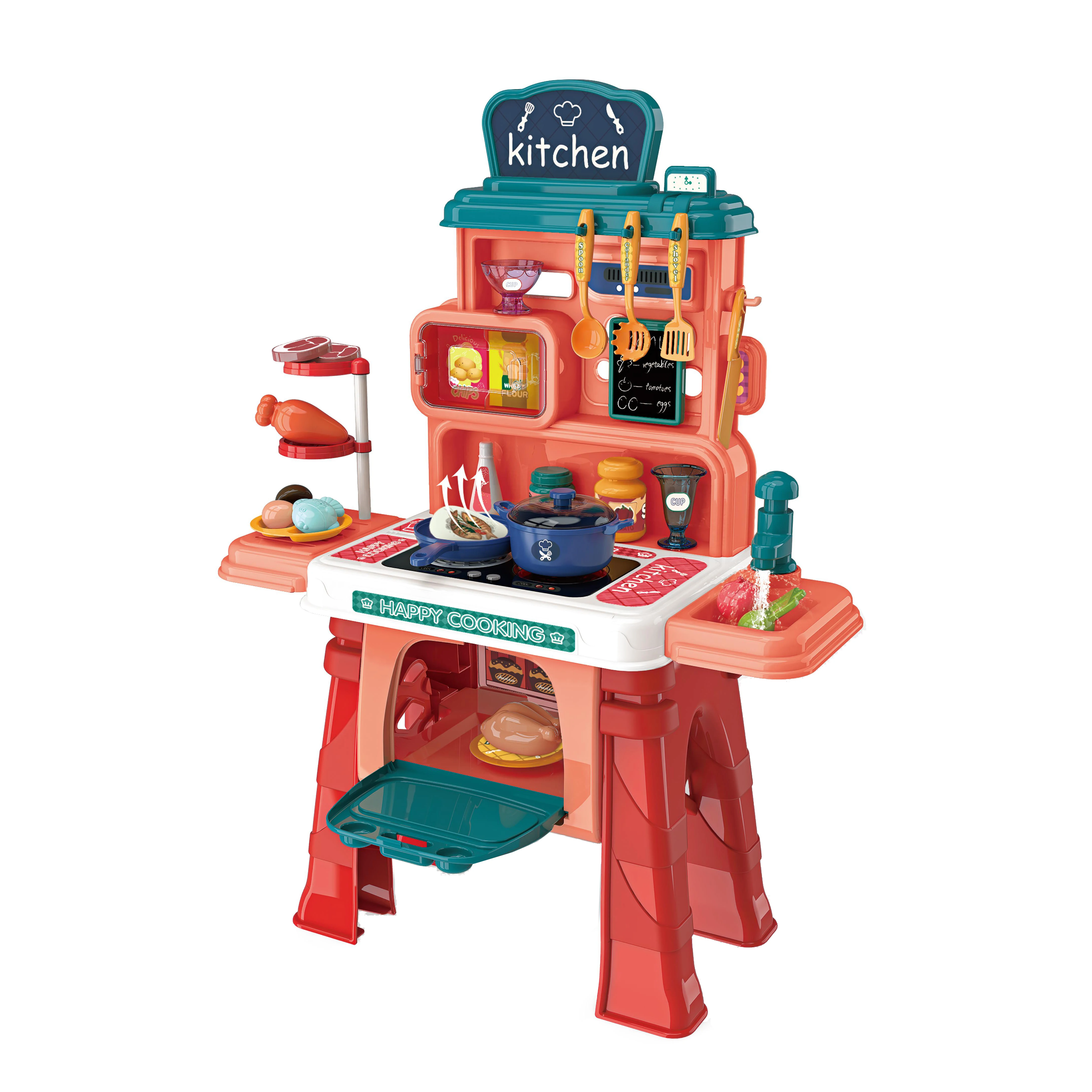 Home Play Delicious Kitchen Mini Toy Sets Imitated Chef Light Music Pretend Cooking Food Dinnerware Kit