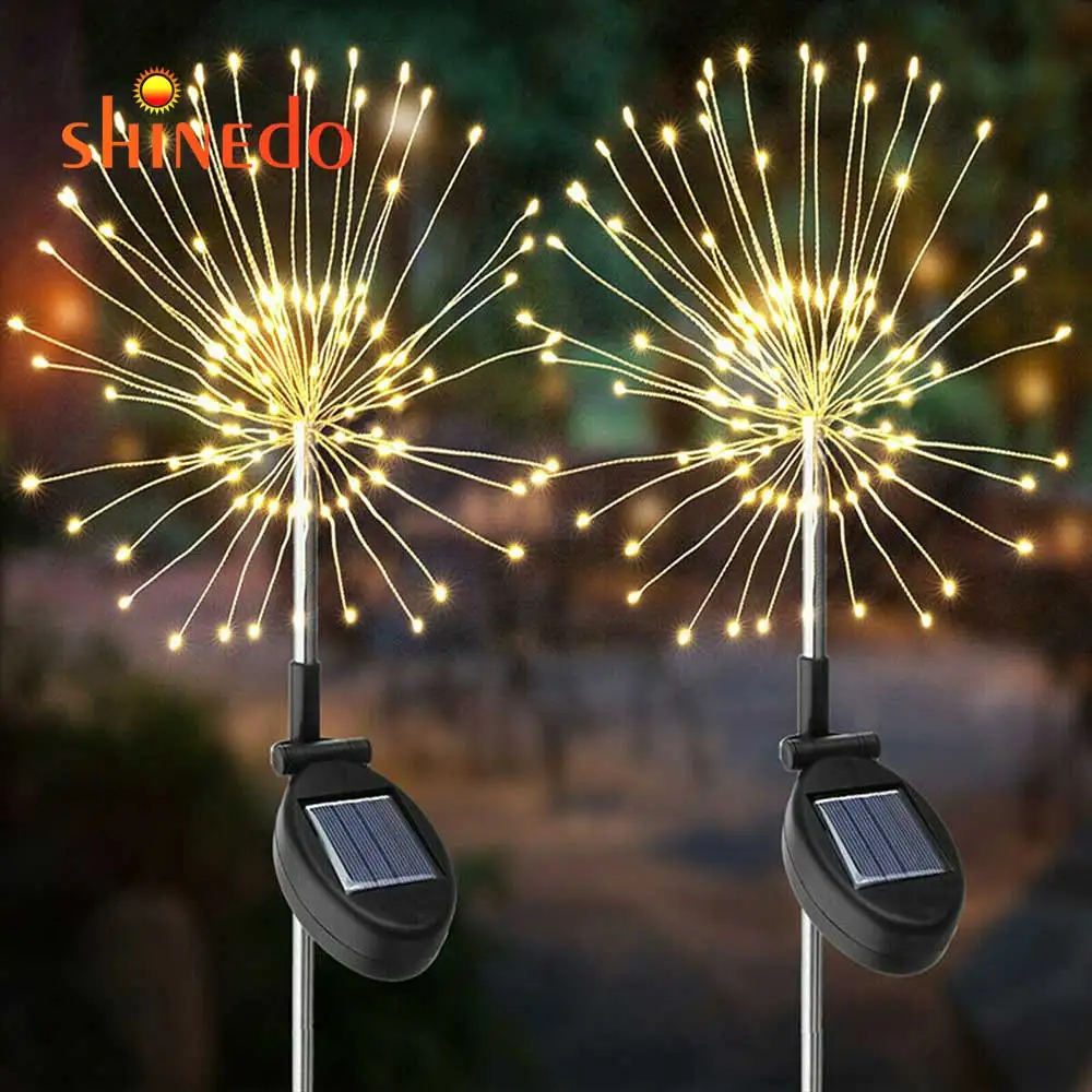 Outdoor Solar Garden Decorative Landscape Lights 90/150 LED String  DIY Flowers Fireworks Lamp for Walkway Lawn Backyard