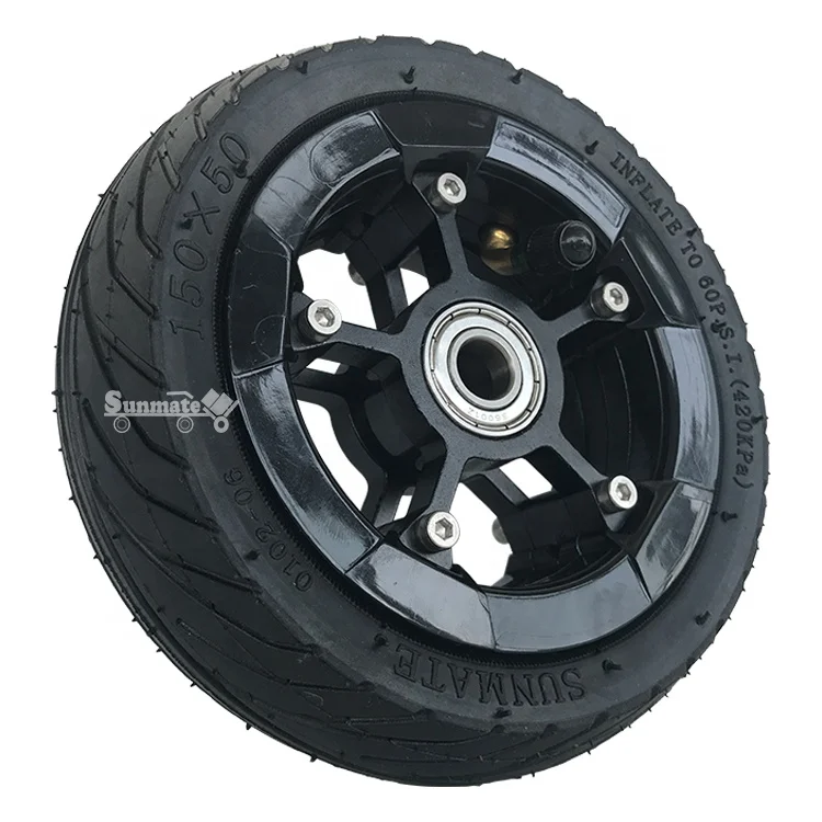 Rubber Tire Plastic Rim 6X2 Inflatable Pneumatic Wheel for Scooter Electric Mountainboard Skateboard