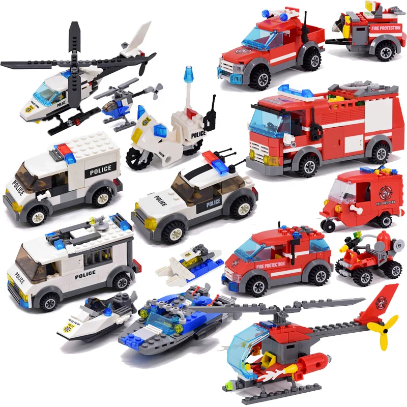 New City Police Patrol Car Model Figure Blocks Educational Construction Building Bricks Toys For Children Christmas Gift