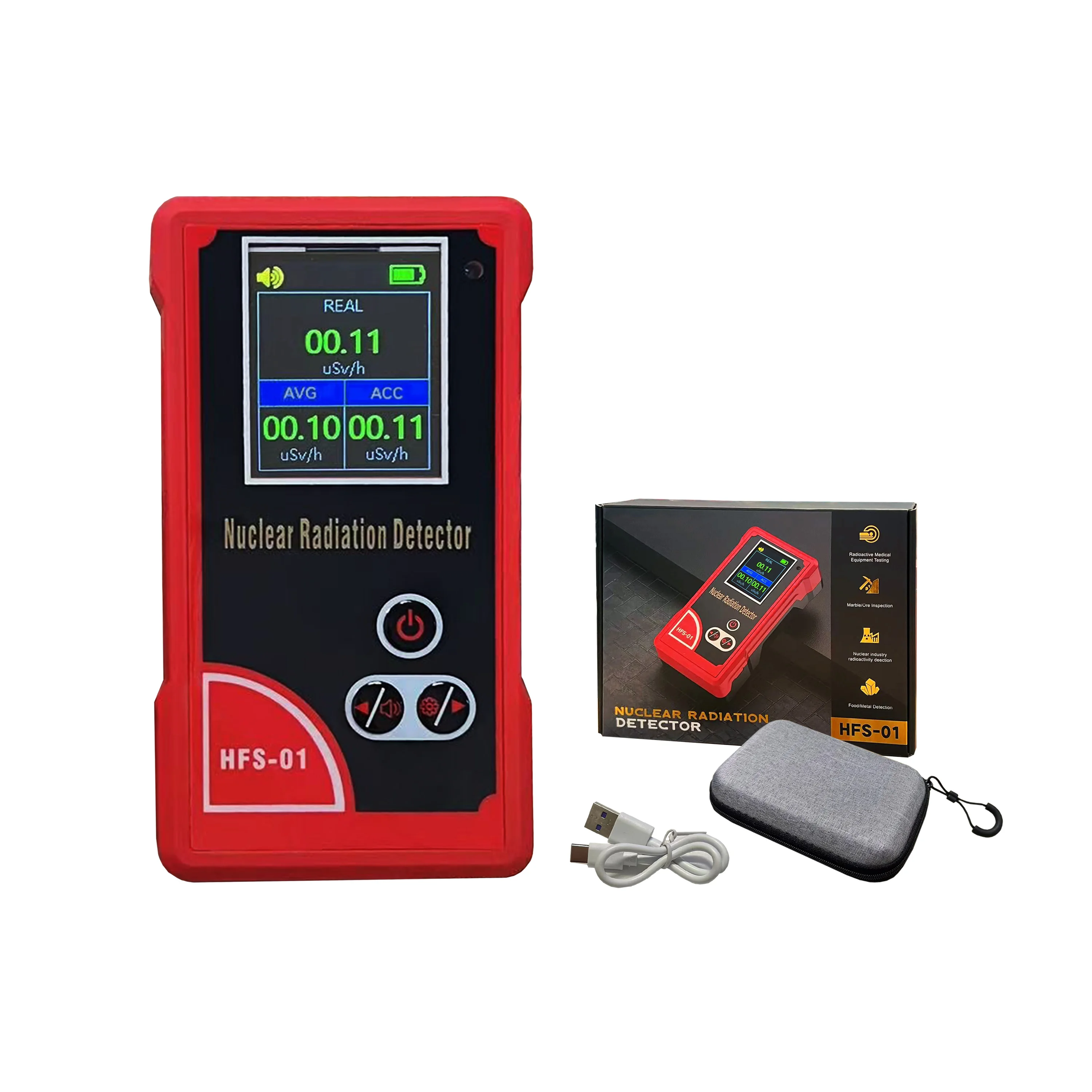 WOSAI Electromagnetic Y-Rays X-Rays B-Rays Radiation Dose Measurement Nuclear Radiation Detector