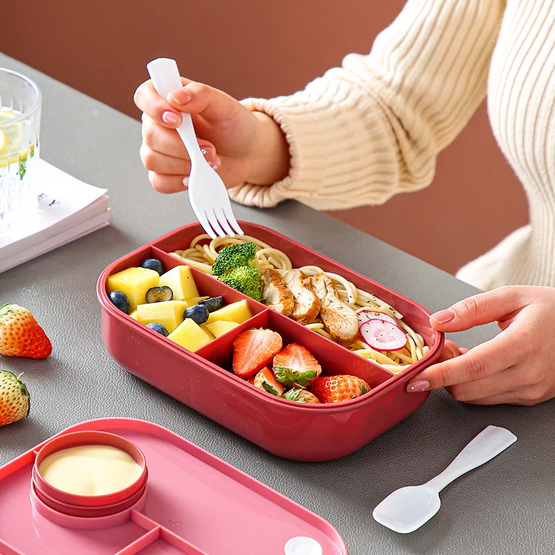 Hot sale portable bento box Microwave Safe 3 compartment plastic lunch box leakproof BPA Free food containers